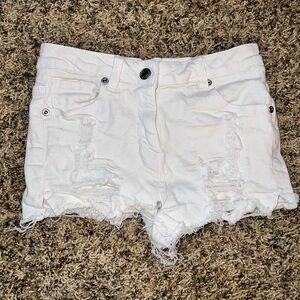 Parisian Works White Distressed Jean Shorts